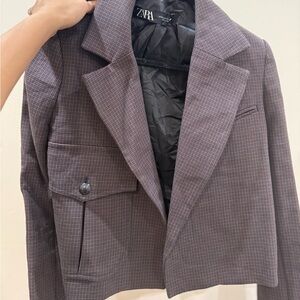 Zara Plaid Blazer and Skirt Set